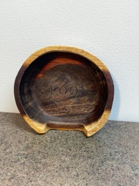 Hearth & Hand Two-Tone Wood Spoon Rest Brown and Tan